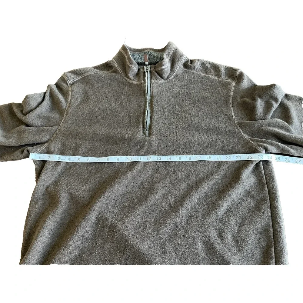 G.H. Bass & Co Men's Quarter Zip Fleece‎ Pullover Polyester Brown Size XXL 2XL